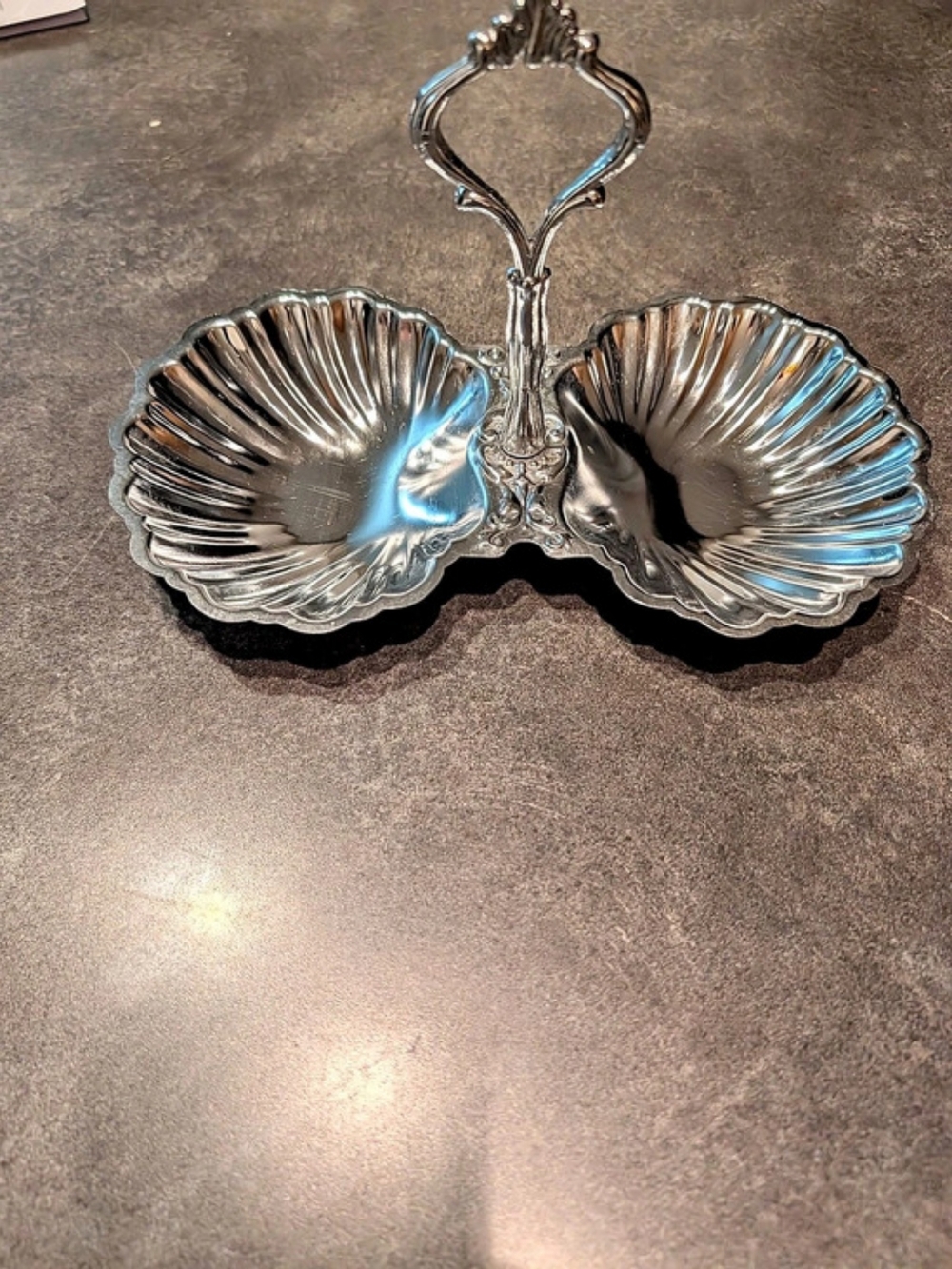 Silver Shell Divided Serving Dish - Picture 1 of 4